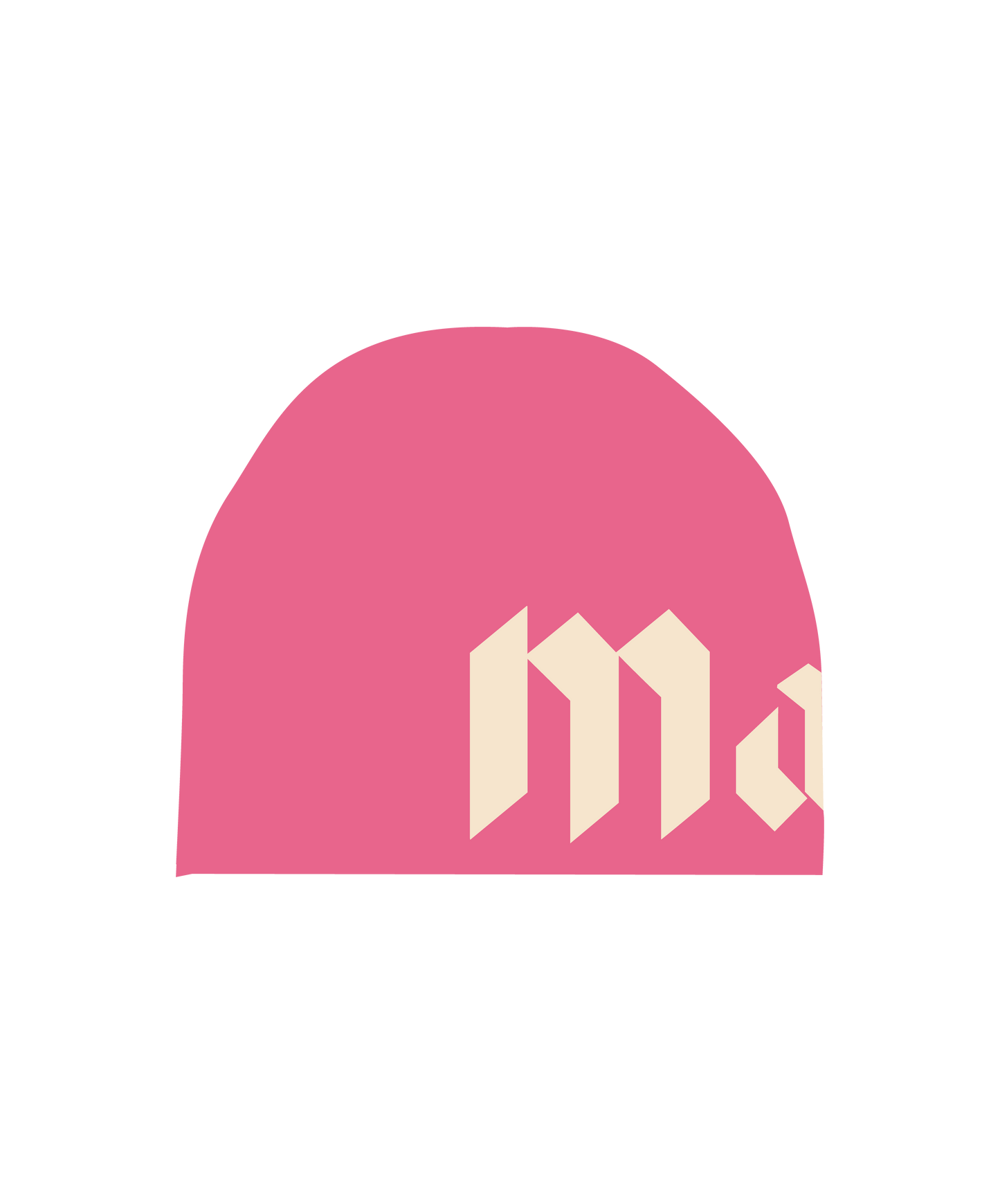 The front of the more amoure cotton skullcap in pink and cream